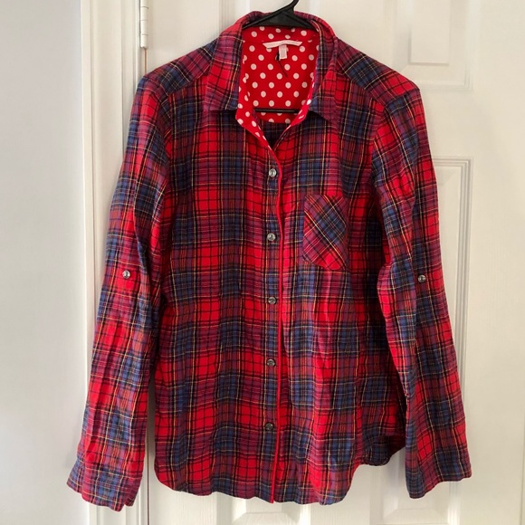 Victoria's Secret 100% Cotton Plaid Flannel Button Down Shirt - Picture 1 of 5